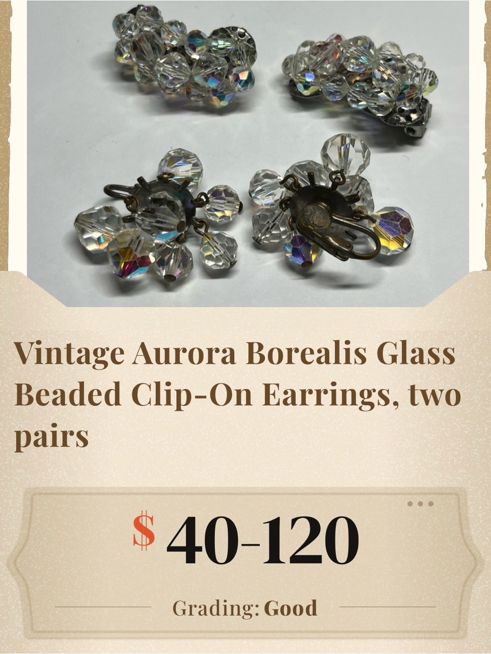 Aurora Crystal Cluster Clip-On Earrings - Clear AB Sparkle - Picture 7 of 7